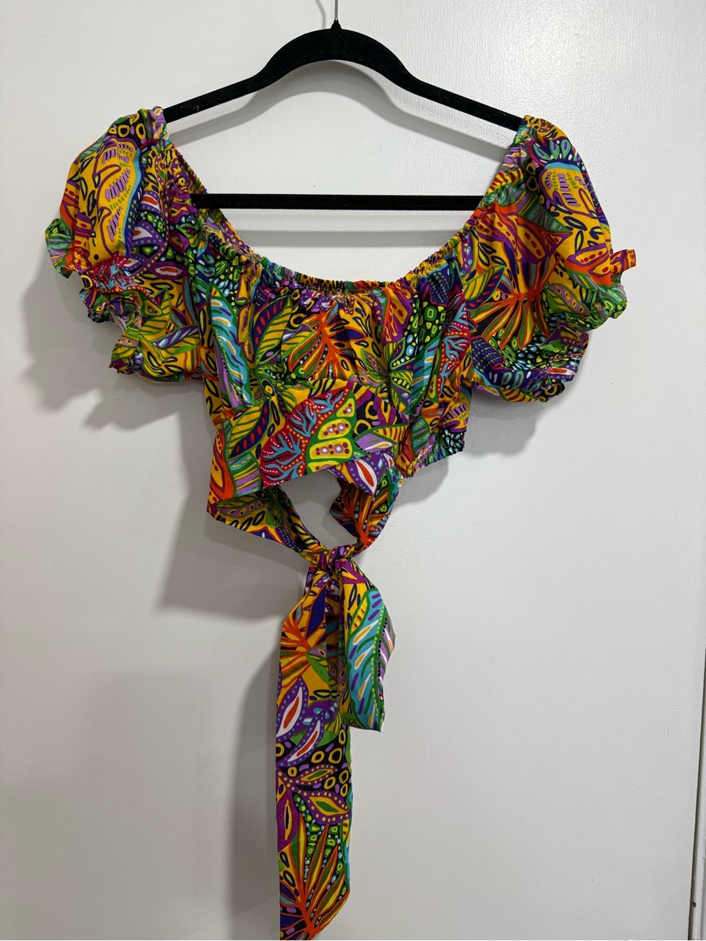 Live 4 Truth Tropical Tie-Back Crop Top in Yellow, Green, Purple